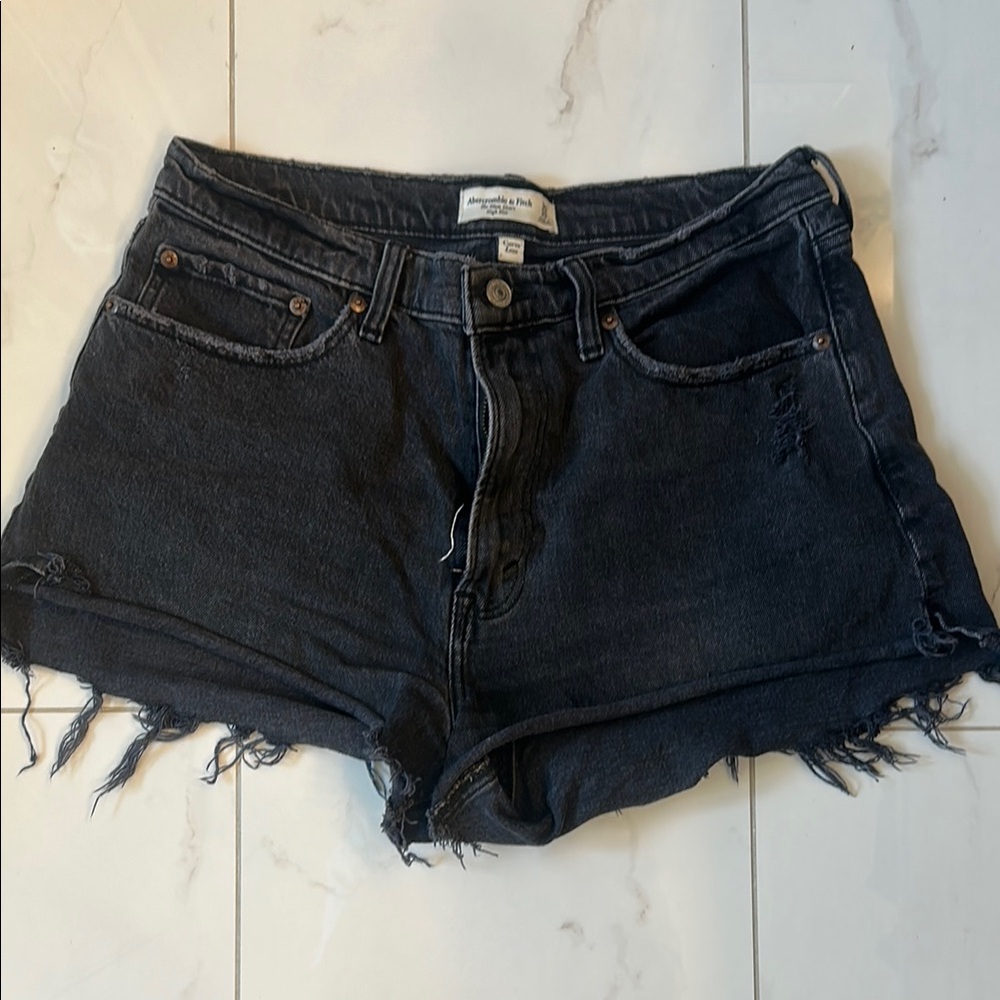 Abercrombie & Fitch Black Distressed Jean Shorts